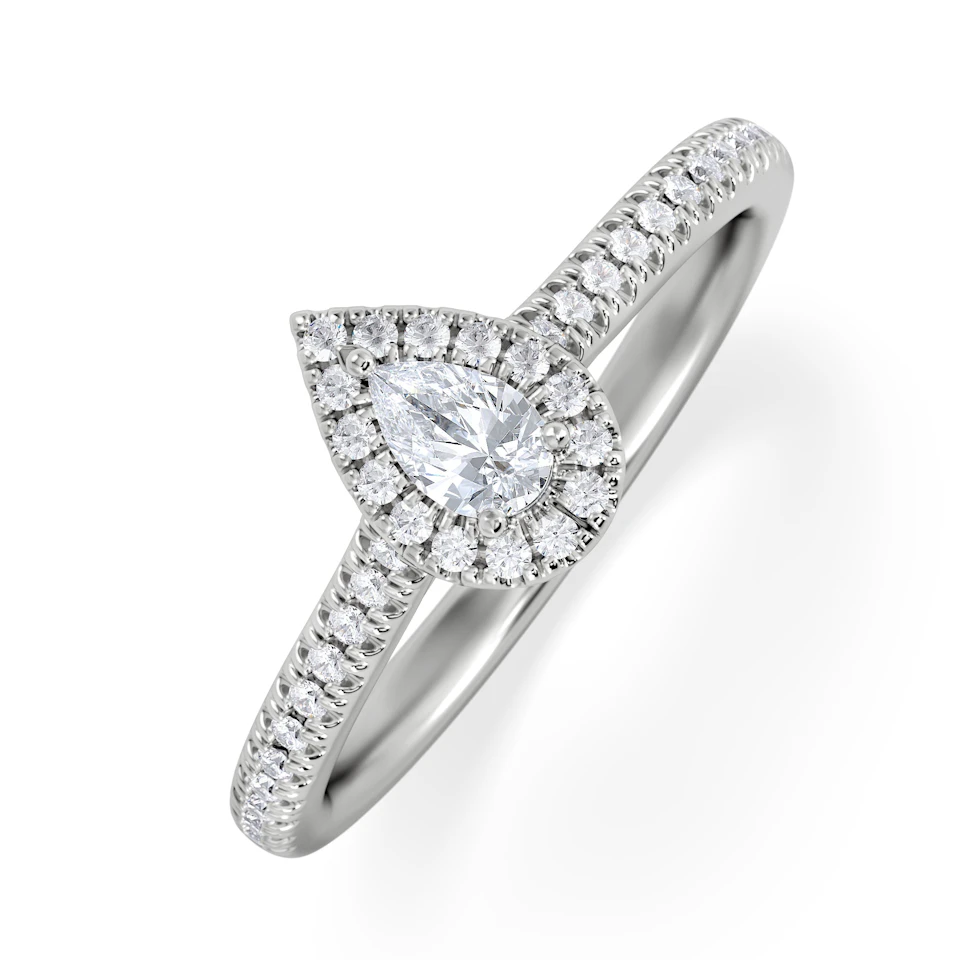 Lumia Pear Cut Lab Diamond Halo Ring 0.33ct F/VS in 925 Silver