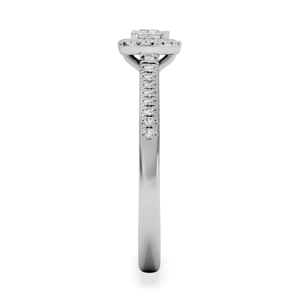 Lumia Heart Cut Lab Diamond Halo Ring 0.33ct F/VS in 925 Silver