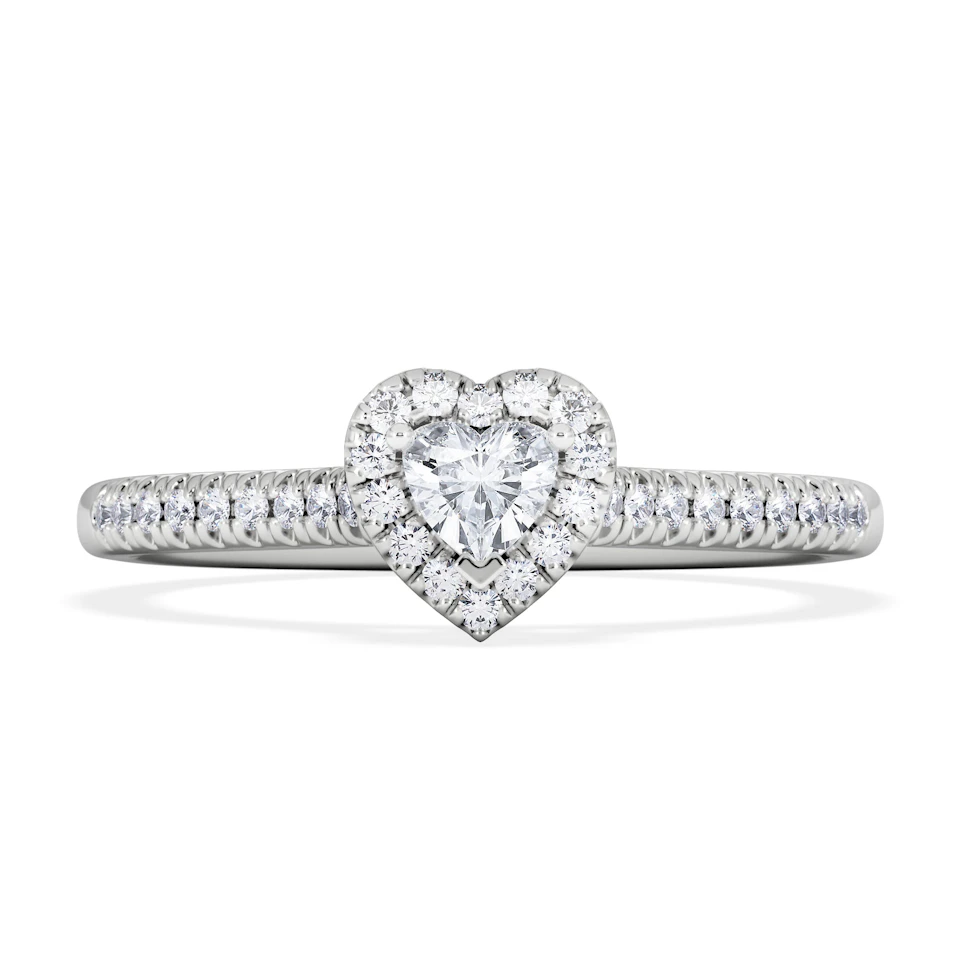 Lumia Heart Cut Lab Diamond Halo Ring 0.33ct F/VS in 925 Silver