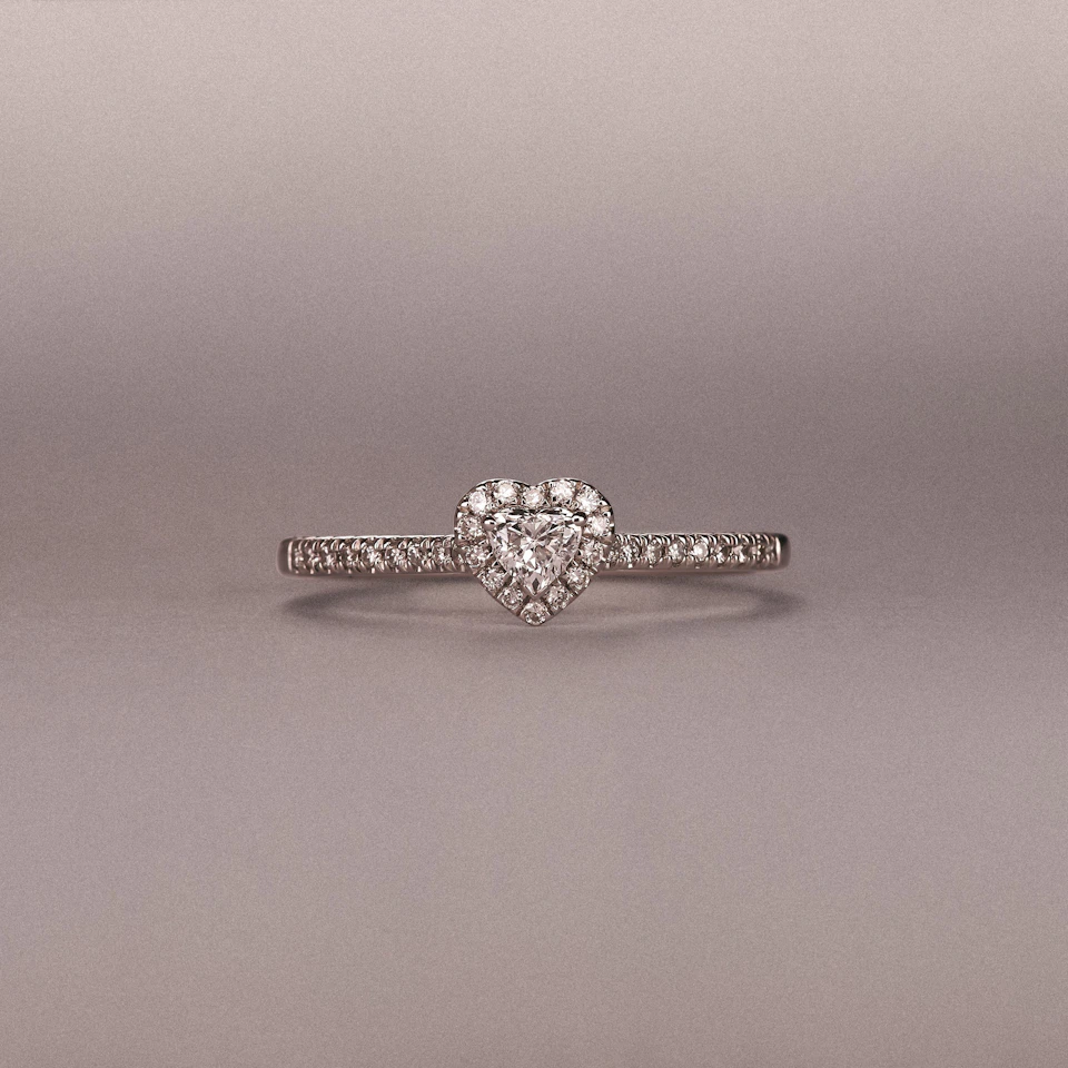 Lumia Heart Cut Lab Diamond Halo Ring 0.33ct F/VS in 925 Silver
