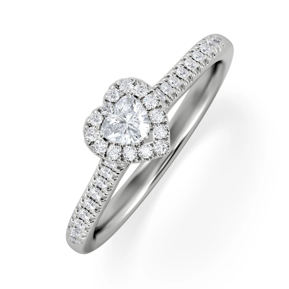 Lumia Heart Cut Lab Diamond Halo Ring 0.33ct F/VS in 925 Silver