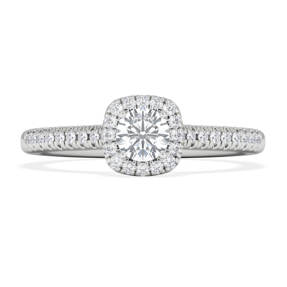 Lumia Round Cut Lab Diamond Halo Ring 0.50ct F/VS in 925 Silver