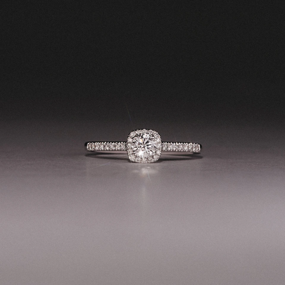 Lumia Round Cut Lab Diamond Halo Ring 0.50ct F/VS in 925 Silver