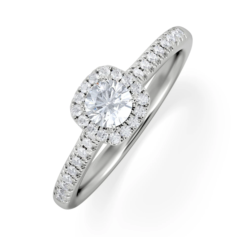 Lumia Round Cut Lab Diamond Halo Ring 0.50ct F/VS in 925 Silver
