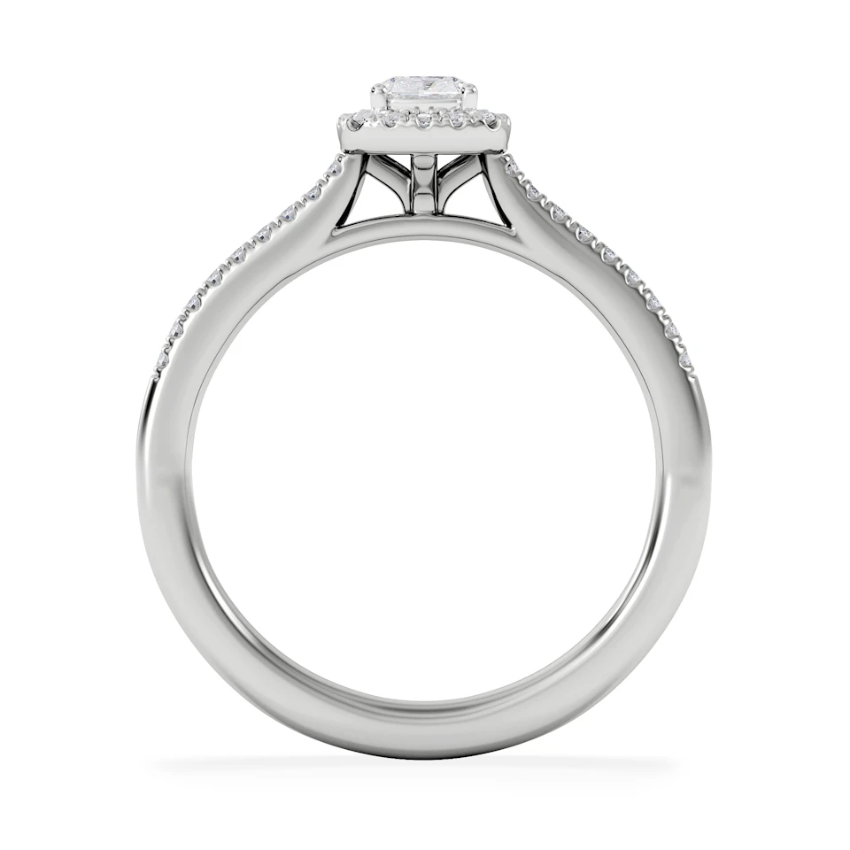 Lumia Cushion Cut Lab Diamond Halo Ring 0.50ct F/VS in 925 Silver