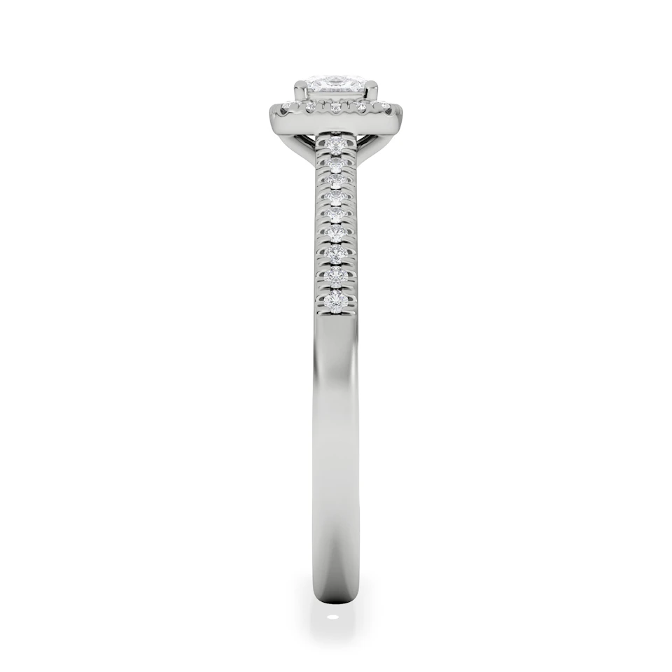 Lumia Cushion Cut Lab Diamond Halo Ring 0.50ct F/VS in 925 Silver