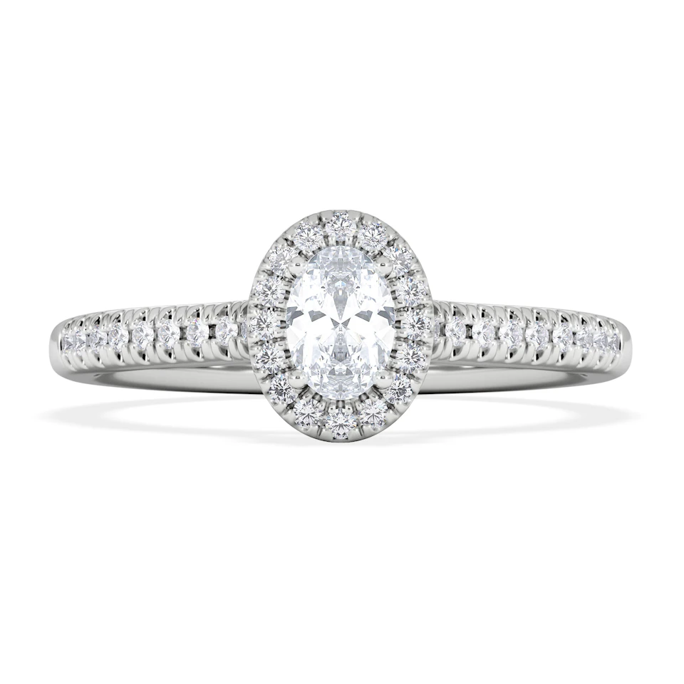 Lumia Oval Cut Lab Diamond Halo Ring 0.50ct F/VS in 925 Silver