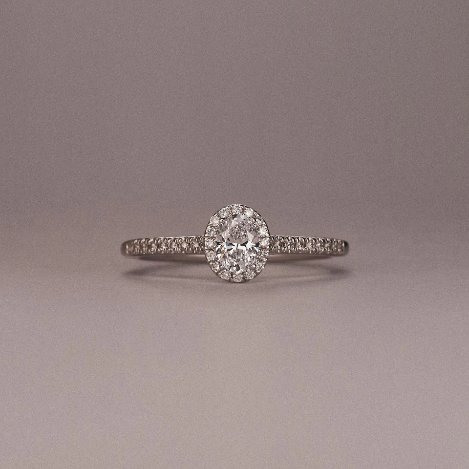 Lumia Oval Cut Lab Diamond Halo Ring 0.50ct F/VS in 925 Silver