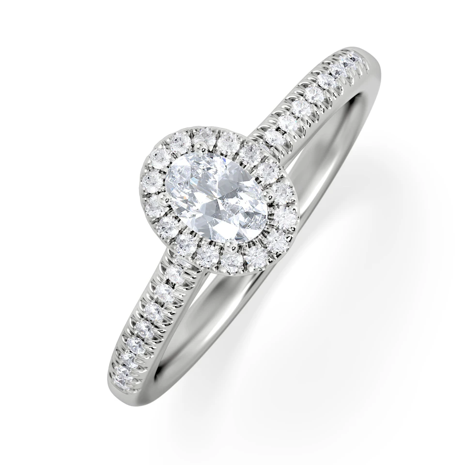 Lumia Oval Cut Lab Diamond Halo Ring 0.50ct F/VS in 925 Silver