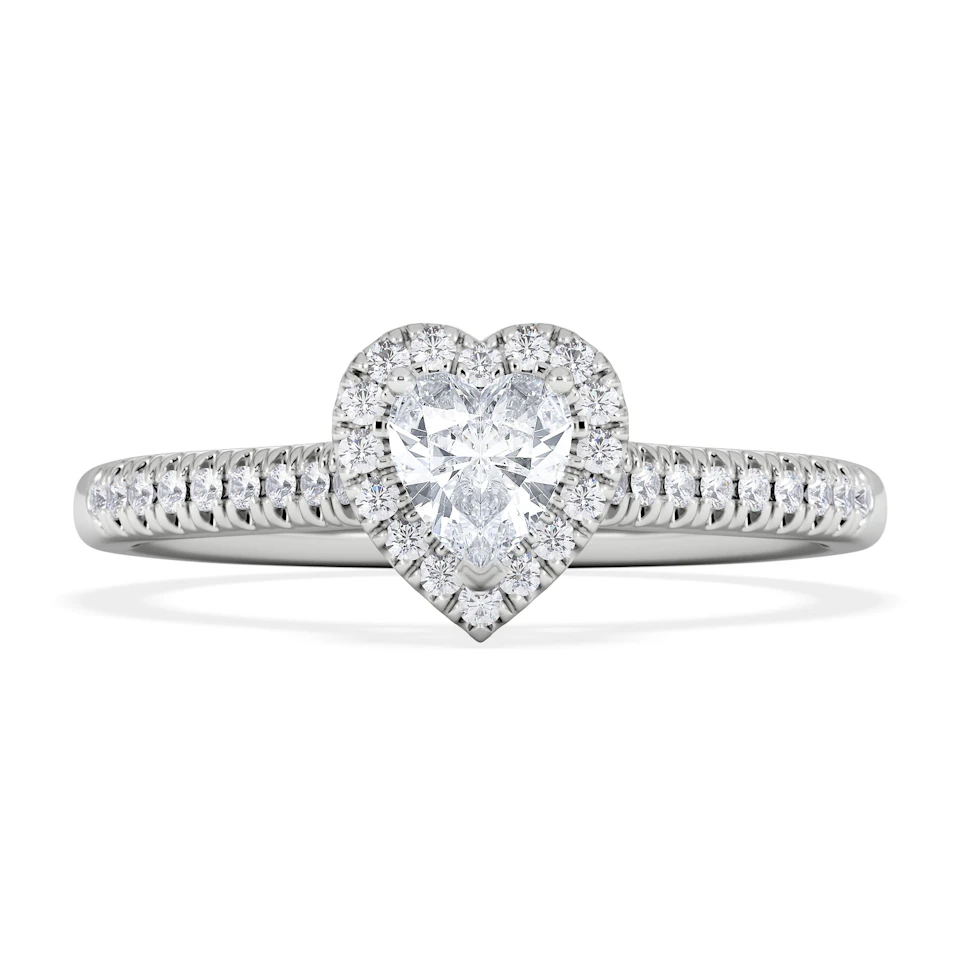 Lumia Heart Cut Lab Diamond Halo Ring 0.50ct F/VS in 925 Silver