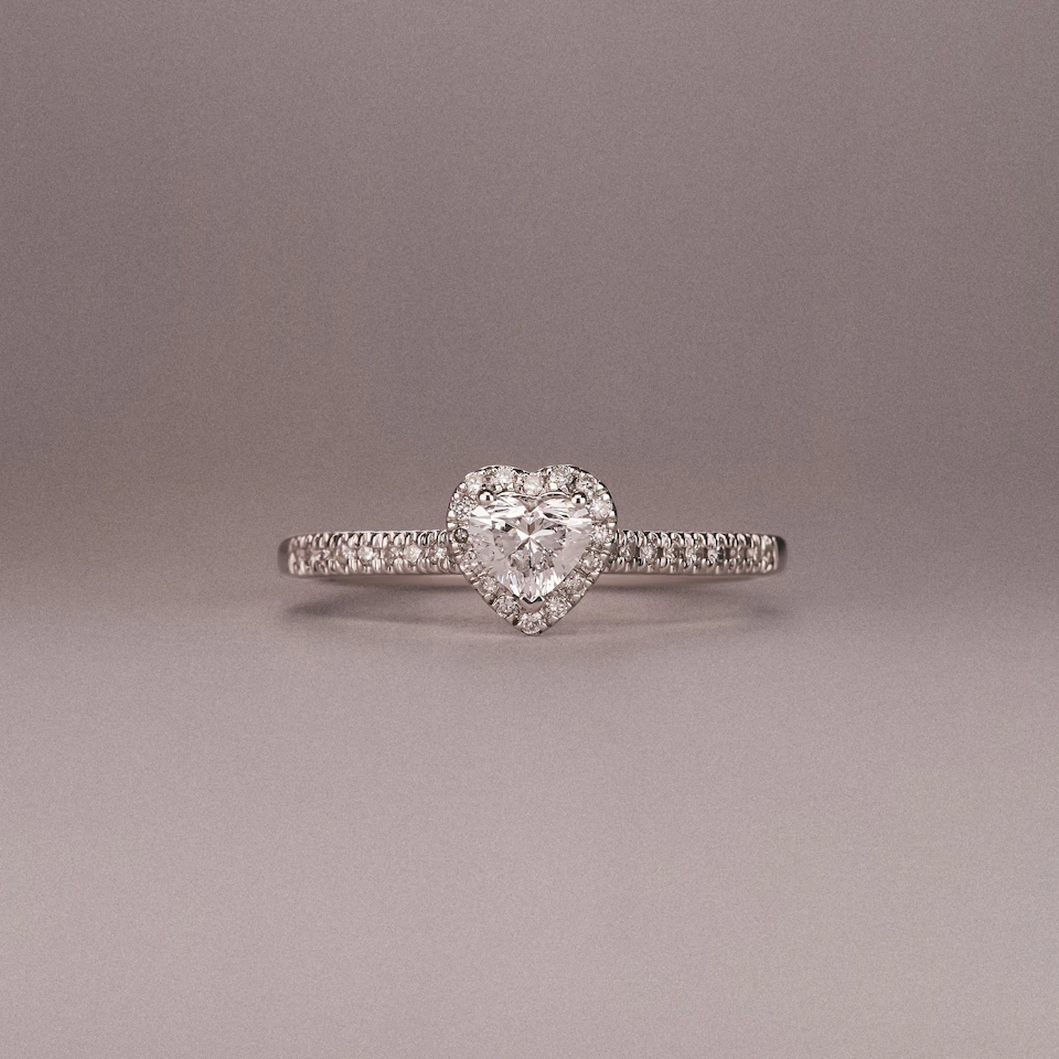 Lumia Heart Cut Lab Diamond Halo Ring 0.50ct F/VS in 925 Silver