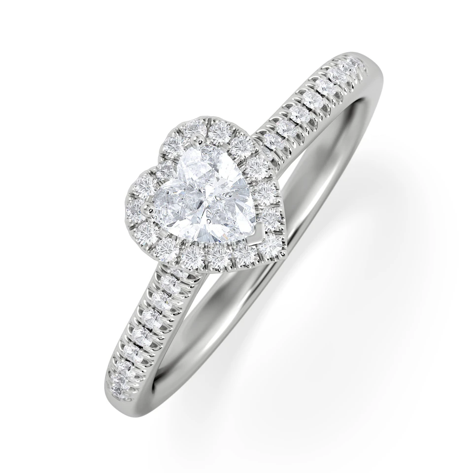Lumia Heart Cut Lab Diamond Halo Ring 0.50ct F/VS in 925 Silver