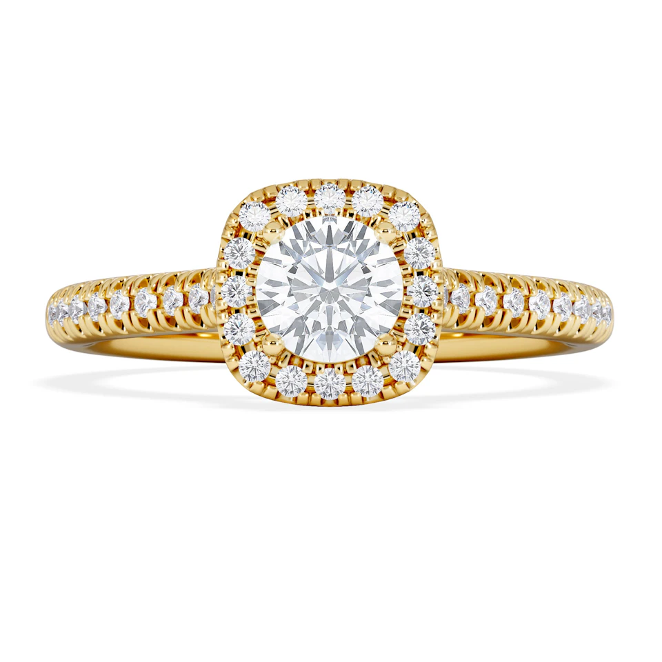 Lumia Round Cut Lab Diamond Halo Ring 0.70ct F/VS in 9K Gold