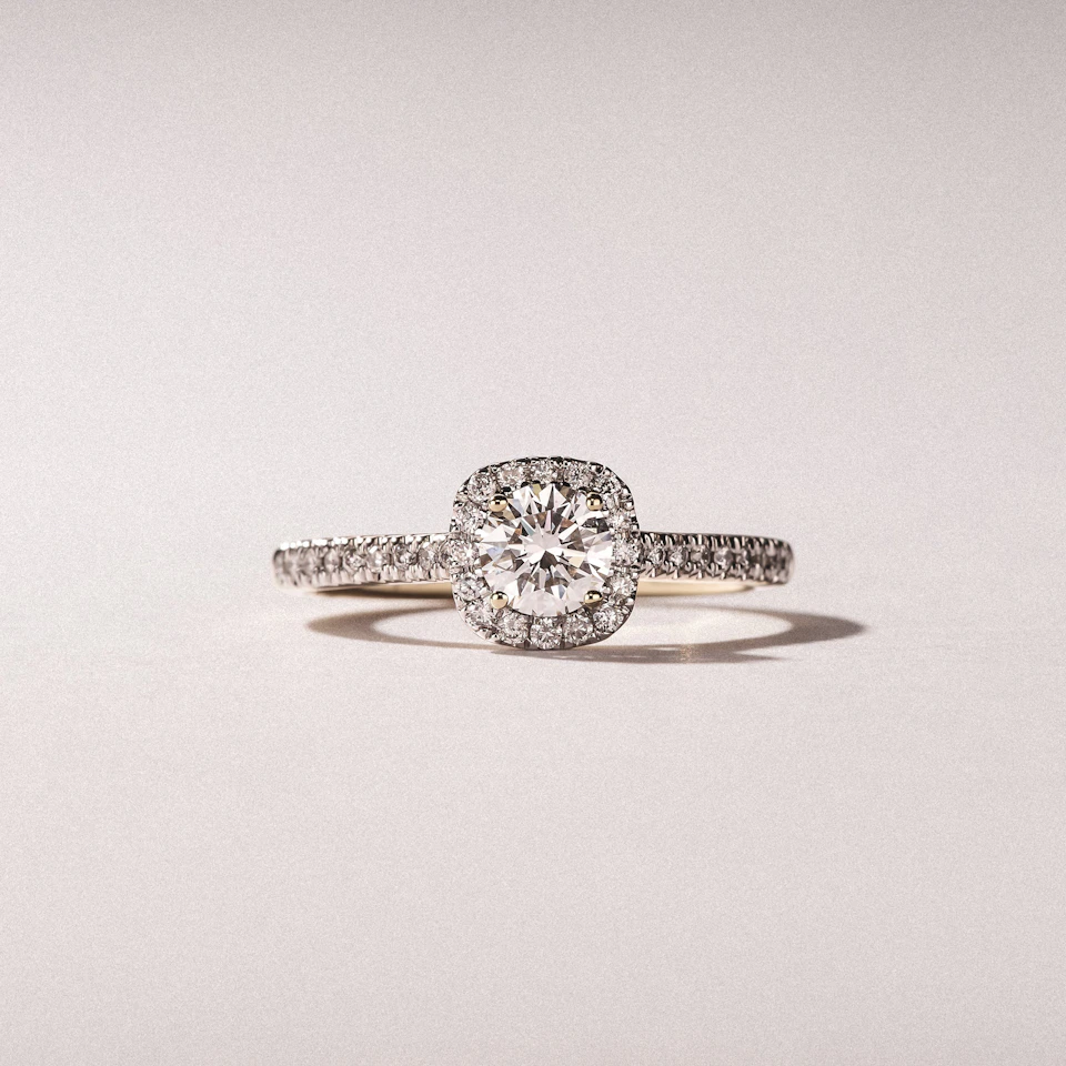 Lumia Round Cut Lab Diamond Halo Ring 0.70ct F/VS in 9K Gold