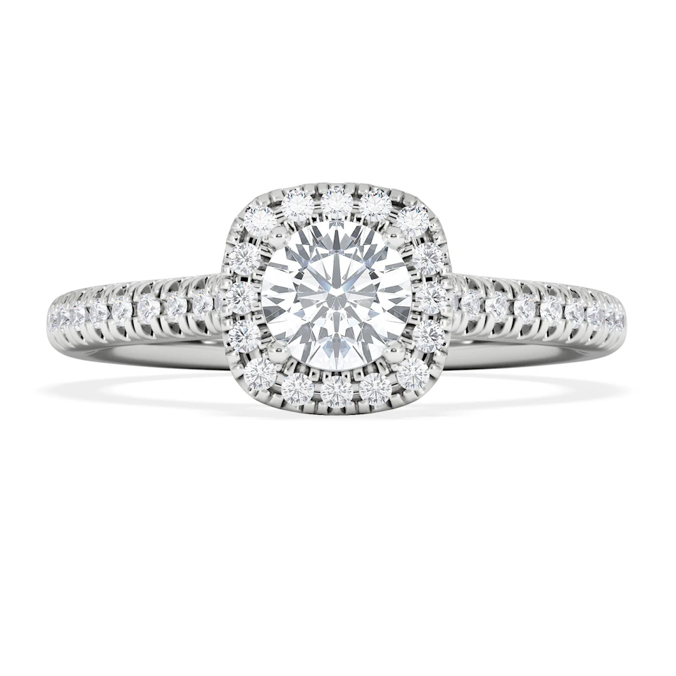 Lumia Round Cut Lab Diamond Halo Ring 0.70ct F/VS in 9K White Gold
