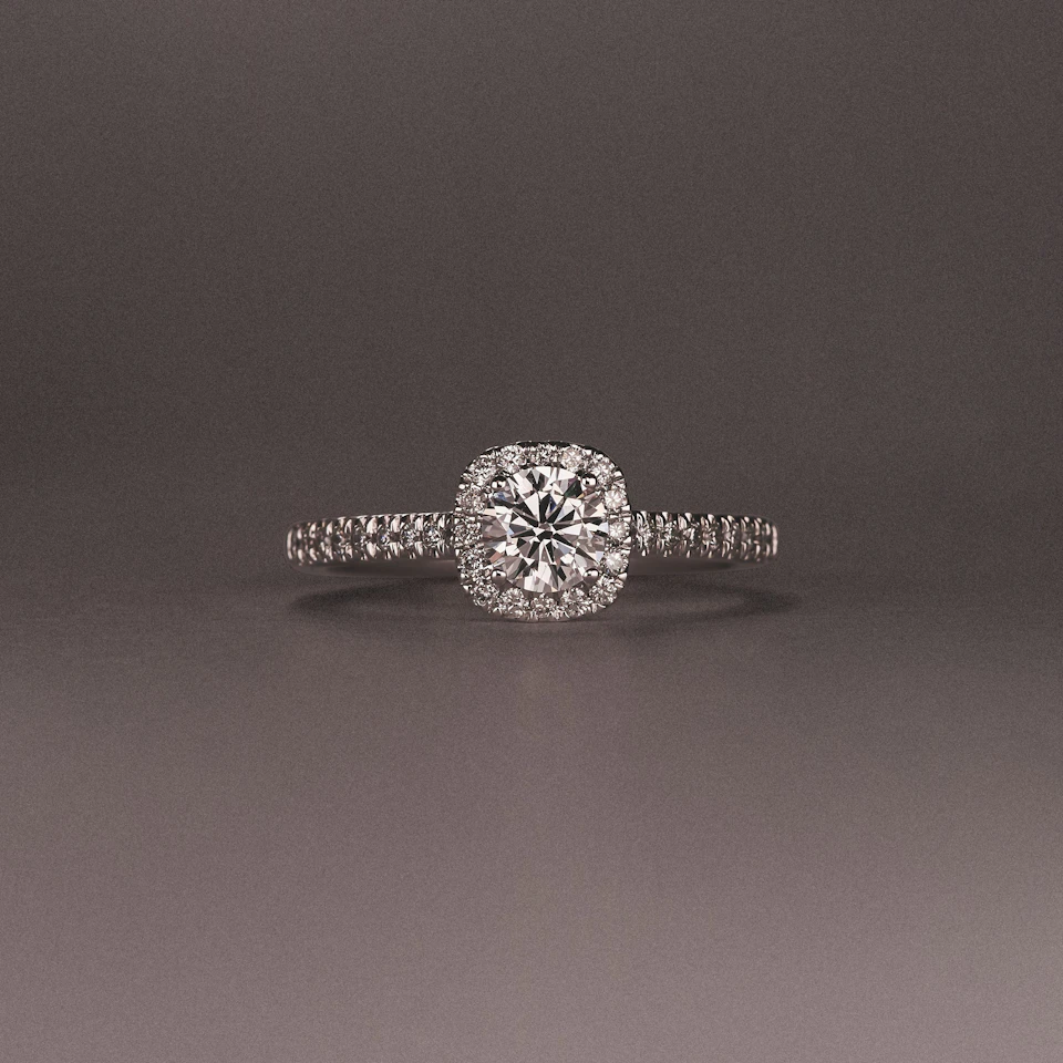 Lumia Round Cut Lab Diamond Halo Ring 0.70ct F/VS in 9K White Gold