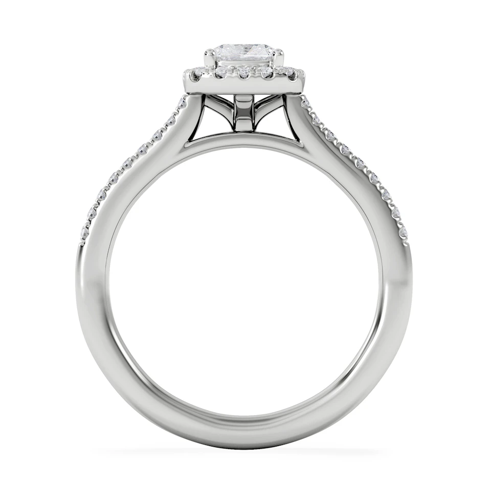 Lumia Cushion Cut Lab Diamond Halo Ring 0.70ct F/VS in 9K White Gold
