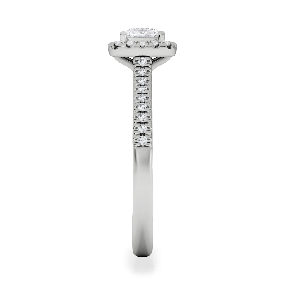 Lumia Cushion Cut Lab Diamond Halo Ring 0.70ct F/VS in 9K White Gold