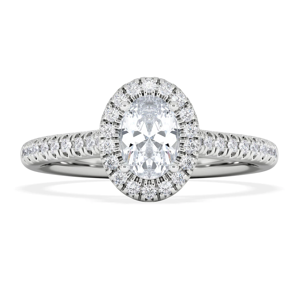 Lumia Oval Cut Lab Diamond Halo Ring 0.70ct F/VS in 9K White Gold