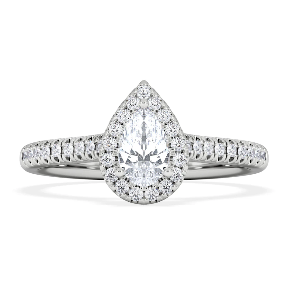 Lumia Pear Cut Lab Diamond Halo Ring 0.70ct F/VS in 9K White Gold
