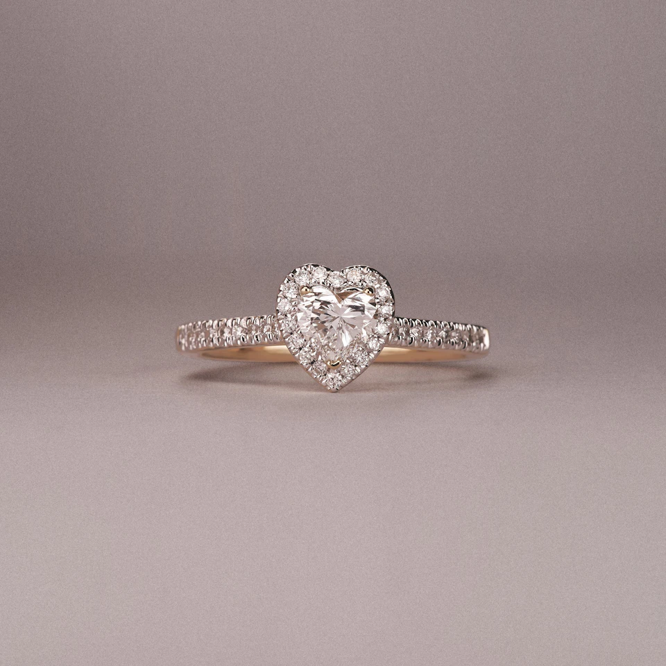 Lumia Heart Cut Lab Diamond Halo Ring 0.70ct F/VS in 9K Gold