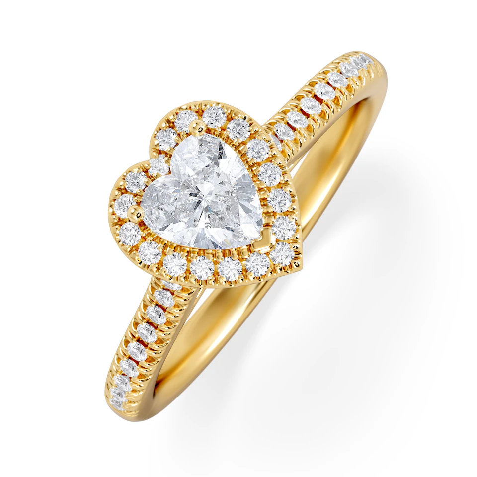 Lumia Heart Cut Lab Diamond Halo Ring 0.70ct F/VS in 9K Gold