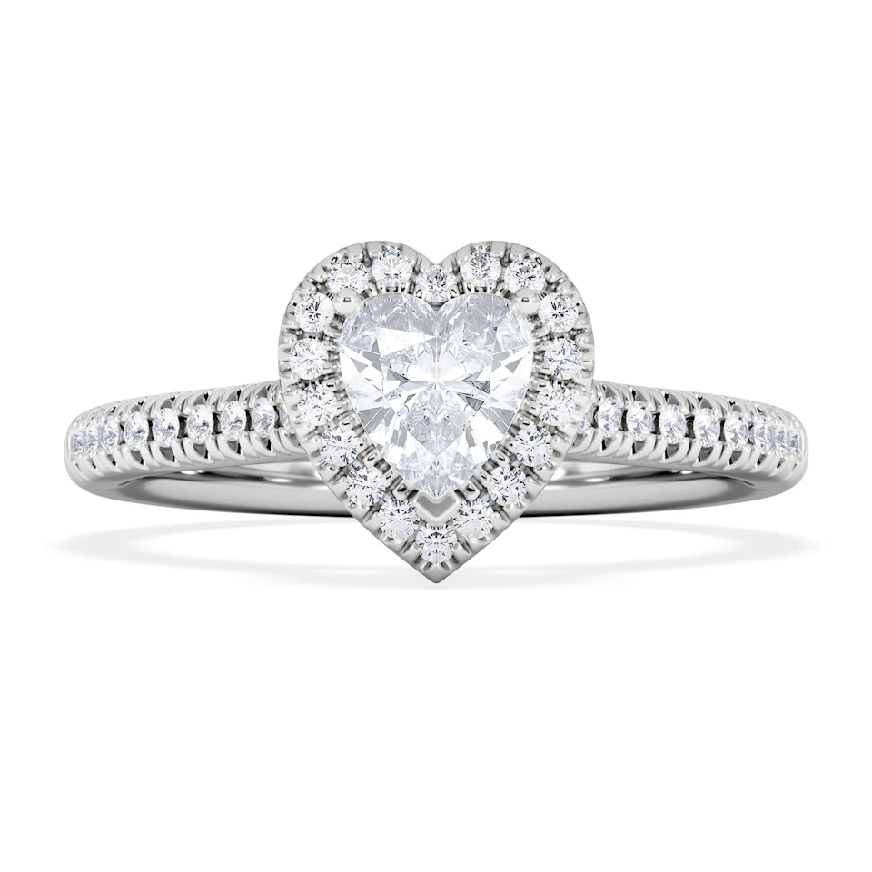 Lumia Heart Cut Lab Diamond Halo Ring 0.70ct F/VS in 9K White Gold