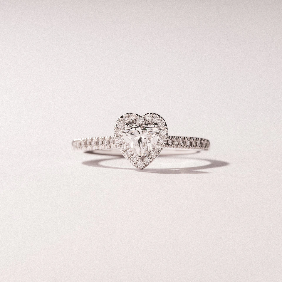 Lumia Heart Cut Lab Diamond Halo Ring 0.70ct F/VS in 9K White Gold
