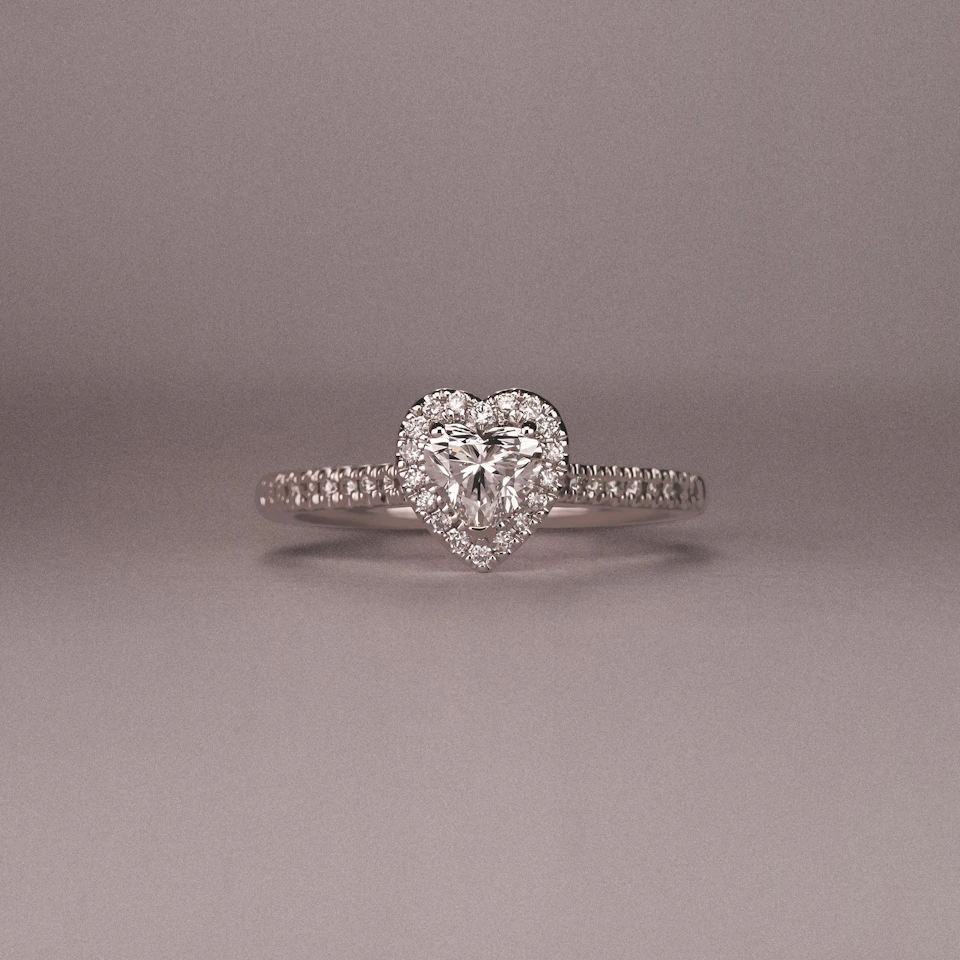 Lumia Heart Cut Lab Diamond Halo Ring 0.70ct F/VS in 9K White Gold