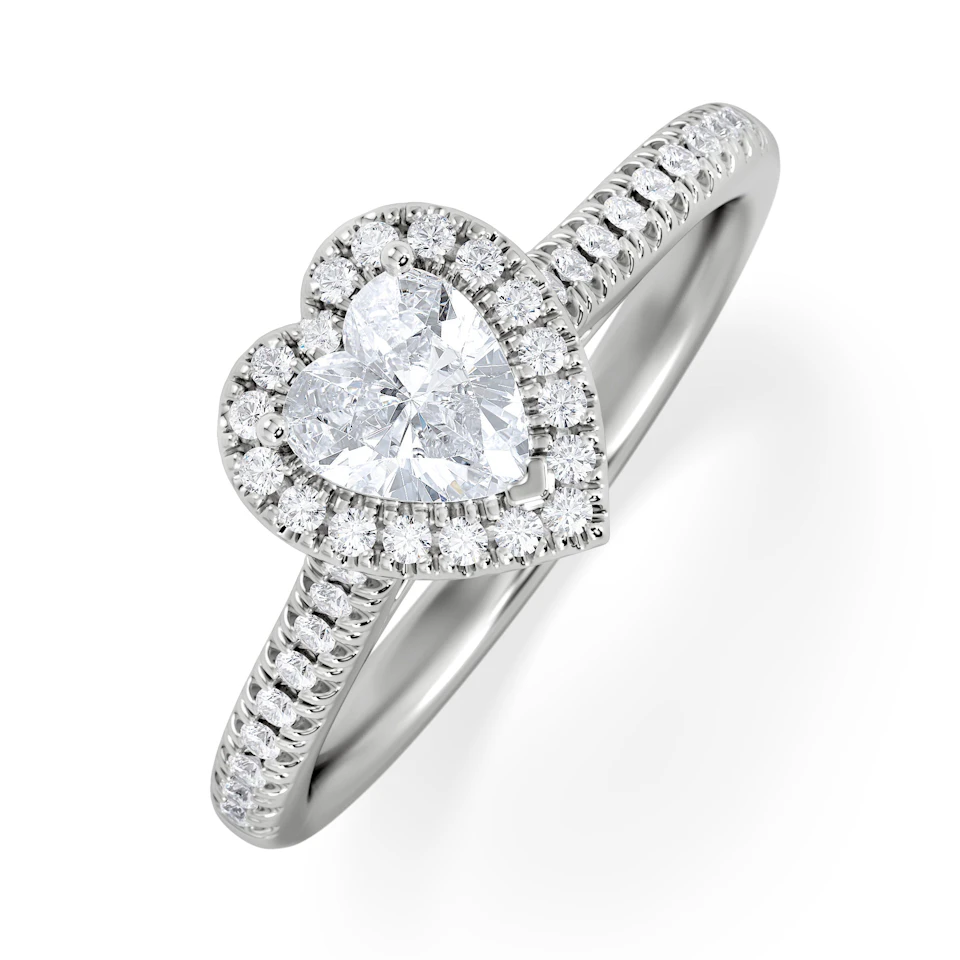 Lumia Heart Cut Lab Diamond Halo Ring 0.70ct F/VS in 9K White Gold