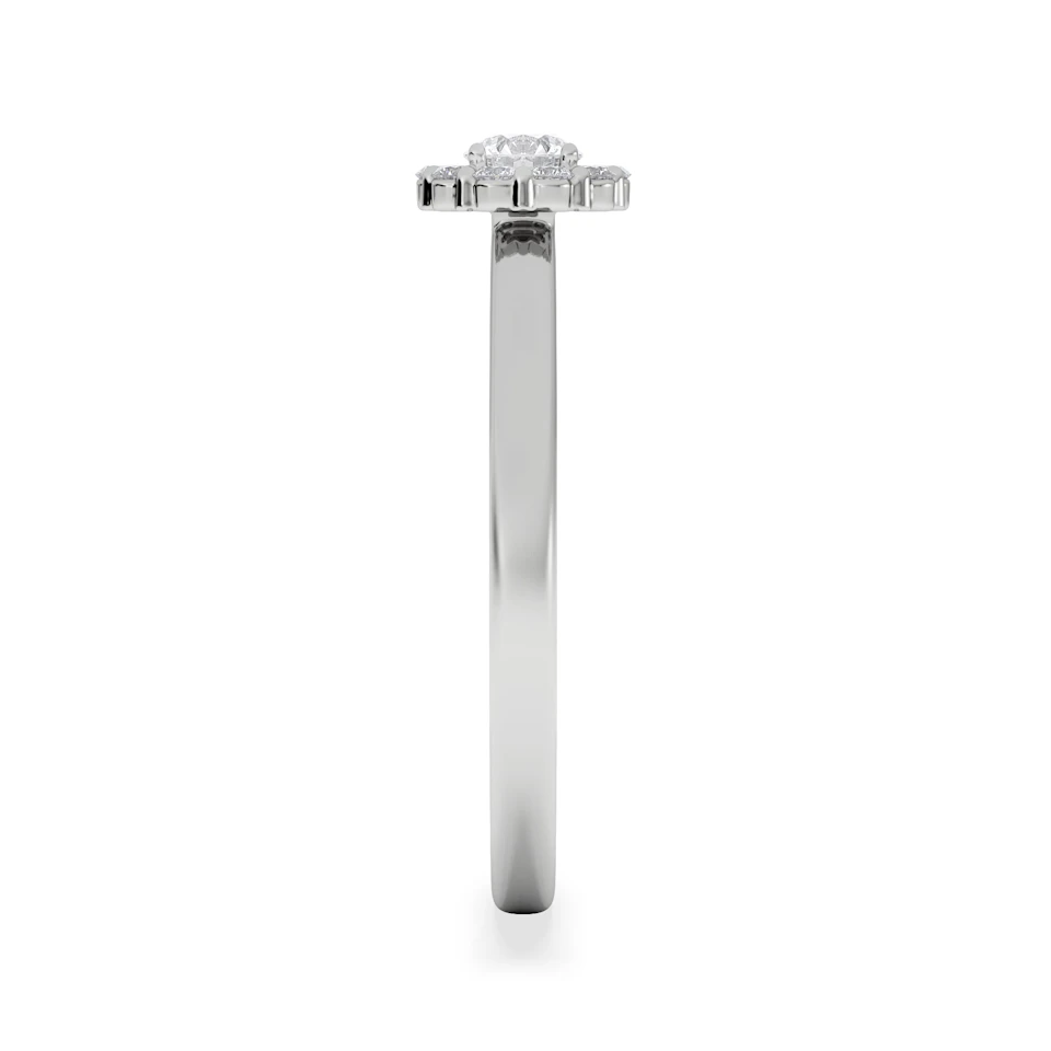 The Fleur Halo 0.30ct  H/SI Round Cut Lab Diamond Ring in Silver