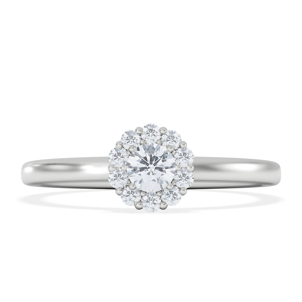 The Fleur Halo 0.30ct  H/SI Round Cut Lab Diamond Ring in Silver