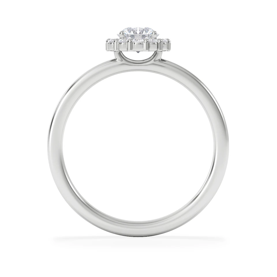 The Fleur Halo 0.50ct  H/SI Round Cut Lab Diamond Ring in Silver