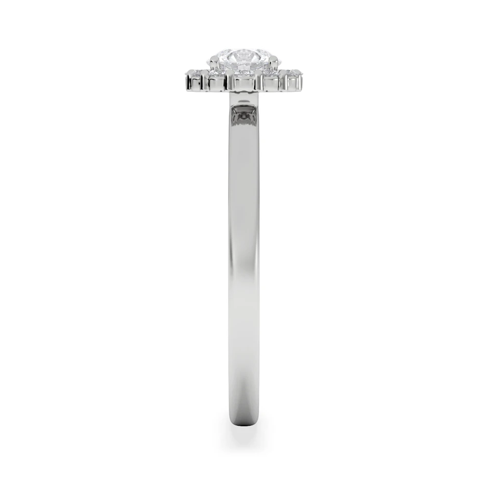 The Fleur Halo 0.50ct  H/SI Round Cut Lab Diamond Ring in Silver