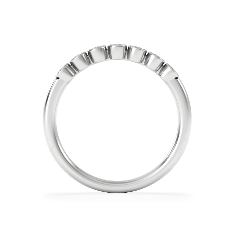 Orbit Half Band 0.15ct F/VS Round Cut Rubover Eternity Ring in 18K Silver