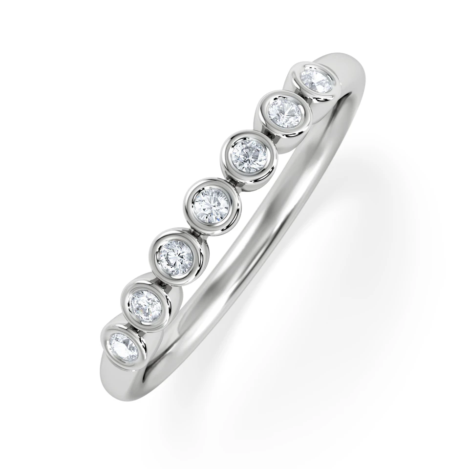 Orbit Half Band 0.15ct F/VS Round Cut Rubover Eternity Ring in 18K Silver