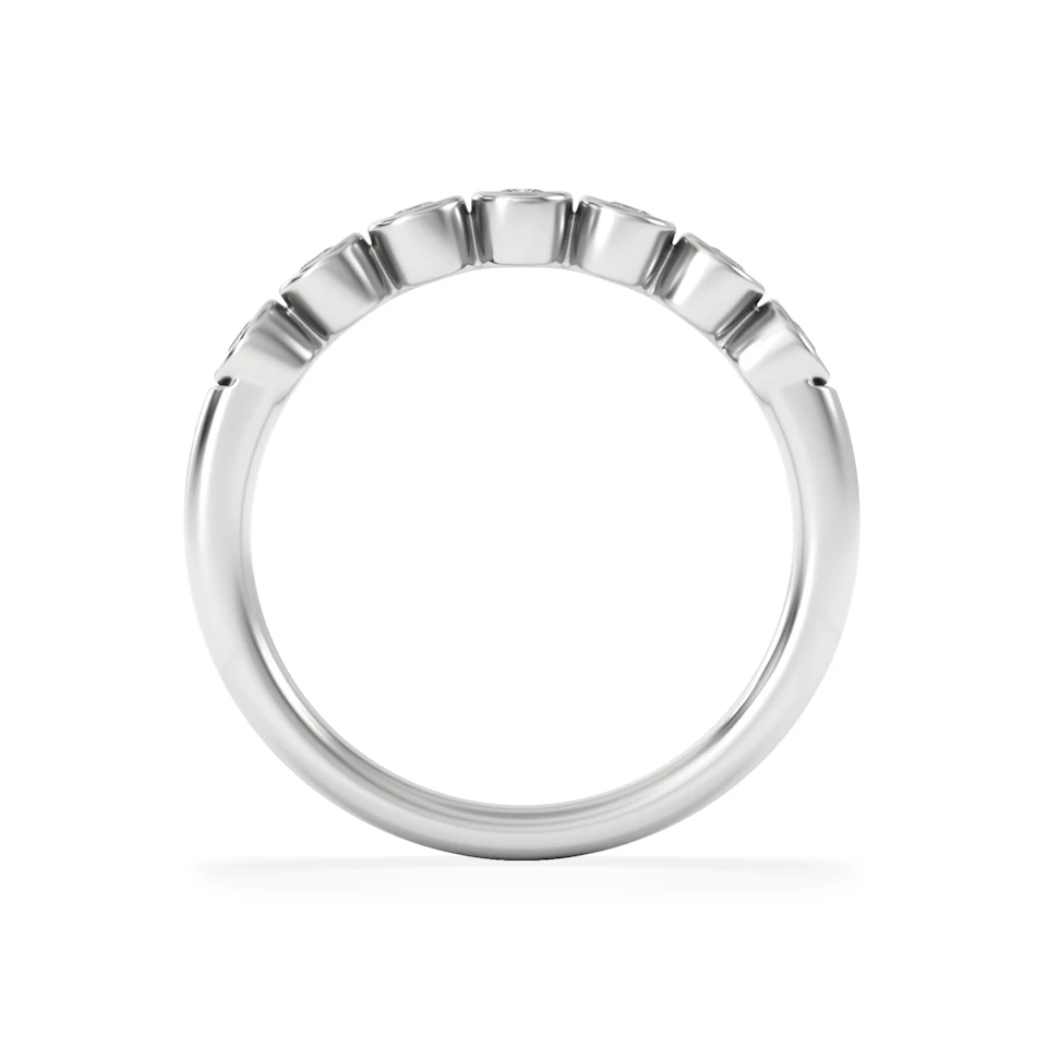 Orbit Half Band 0.30ct F/VS Round Cut Rubover Eternity Ring in 18K Silver