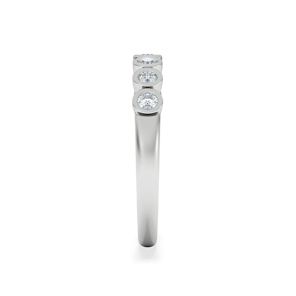 Orbit Half Band 0.30ct F/VS Round Cut Rubover Eternity Ring in 18K Silver