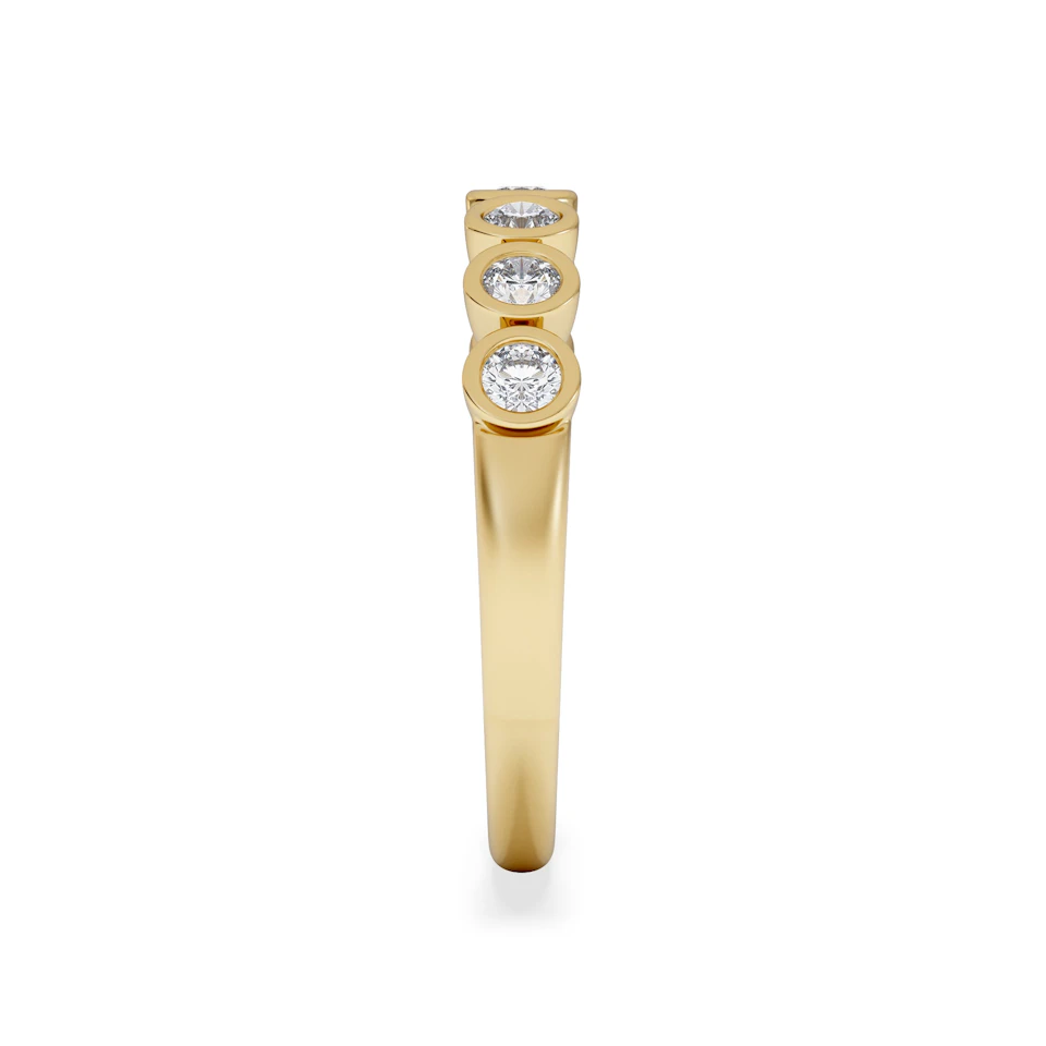 Orbit Half Band 0.50ct F/VS Round Cut Rubover Eternity Ring in 9K Yellow Gold