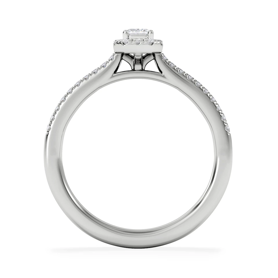 Lumia Emerald Cut Lab Diamond Halo Ring 0.33ct F/VS in 925 Silver