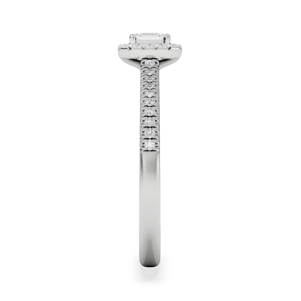Lumia Emerald Cut Lab Diamond Halo Ring 0.33ct F/VS in 925 Silver