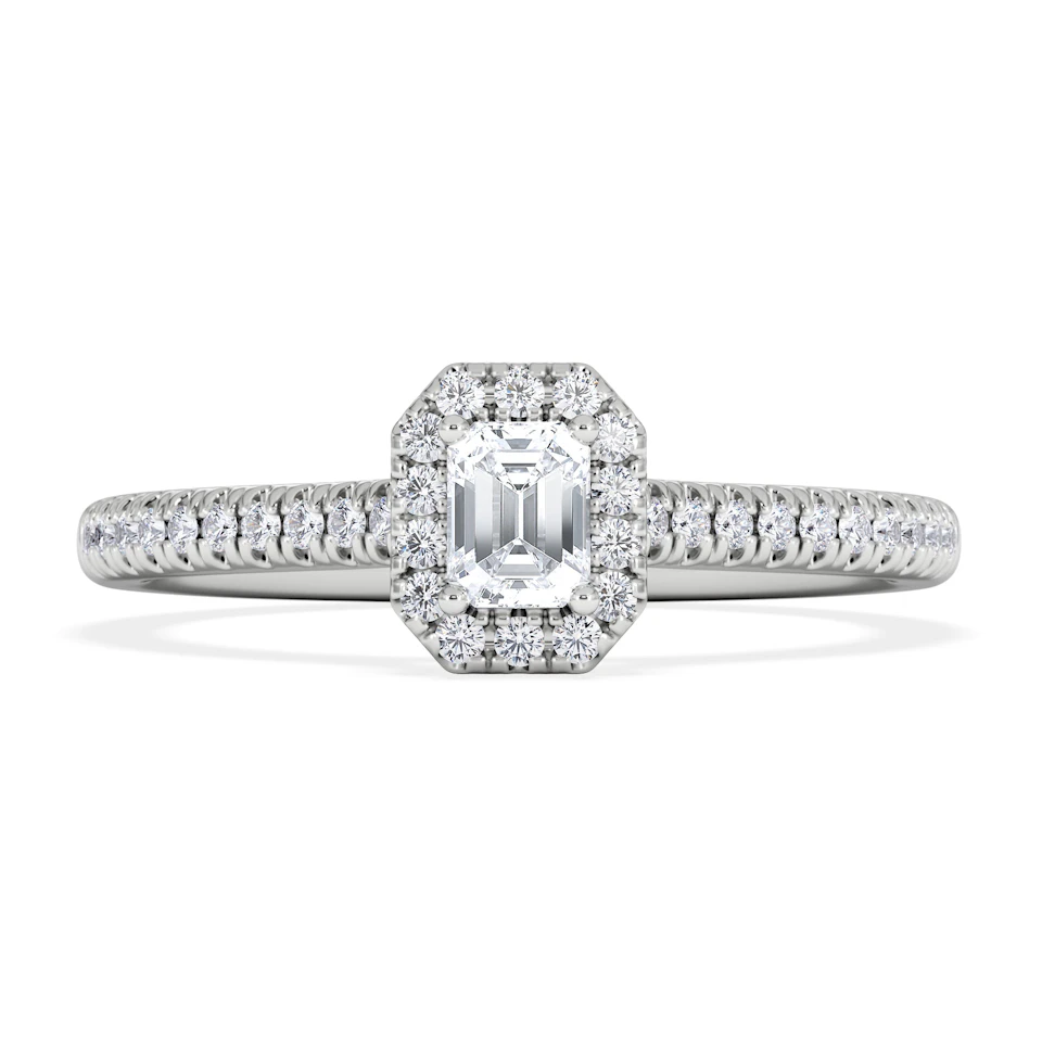 Lumia Emerald Cut Lab Diamond Halo Ring 0.33ct F/VS in 925 Silver