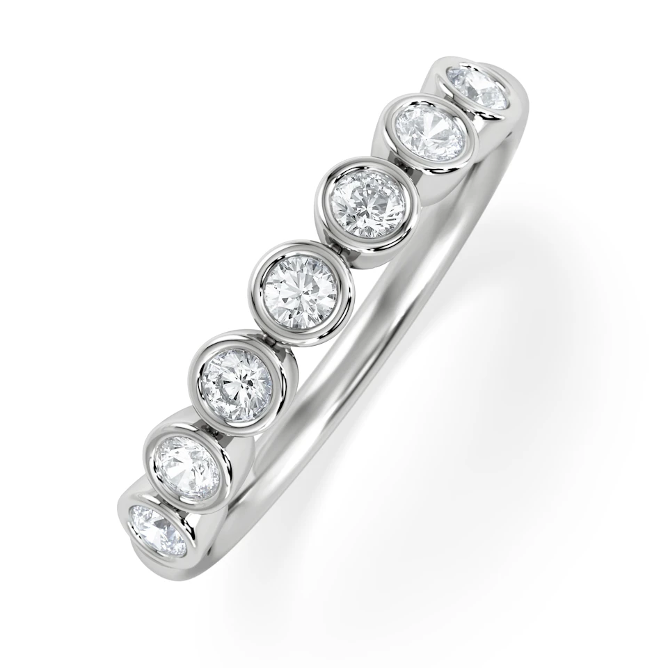 Orbit Half Band 0.50ct F/VS Round Cut Rubover Eternity Ring in 9K White Gold