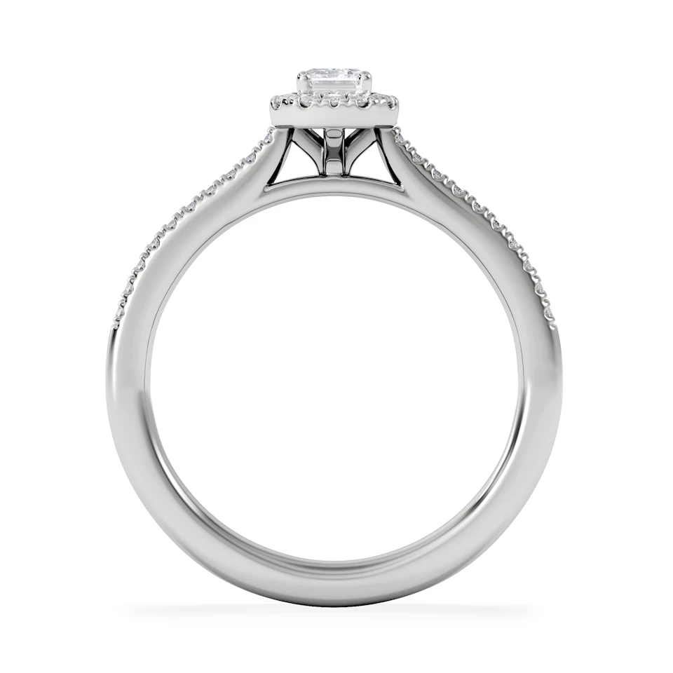 Lumia Emerald Cut Lab Diamond Halo Ring 0.50ct F/VS in 925 Silver