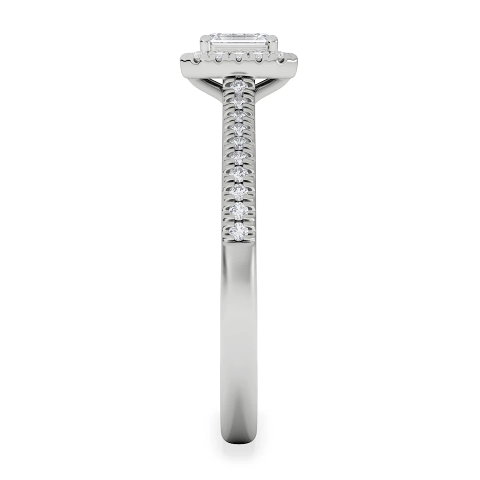 Lumia Emerald Cut Lab Diamond Halo Ring 0.50ct F/VS in 925 Silver