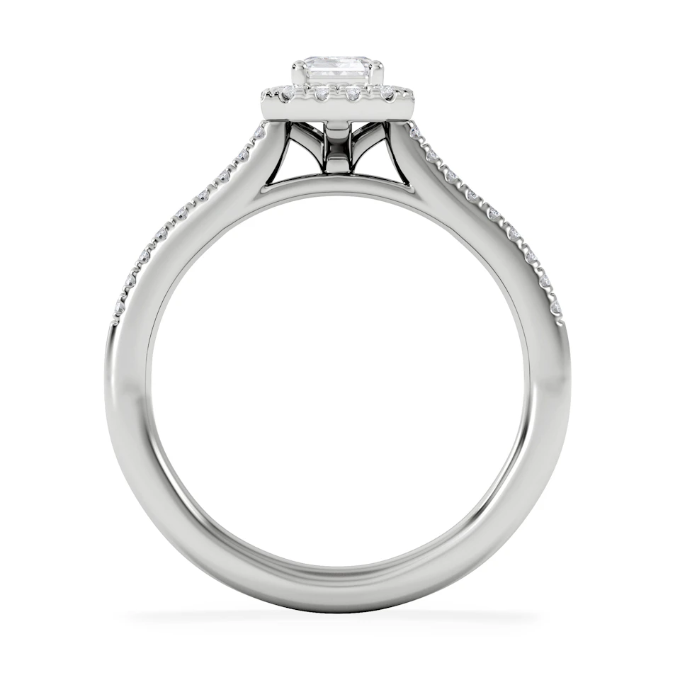 Lumia Emerald Cut Lab Diamond Halo Ring 0.70ct F/VS in 9K White Gold