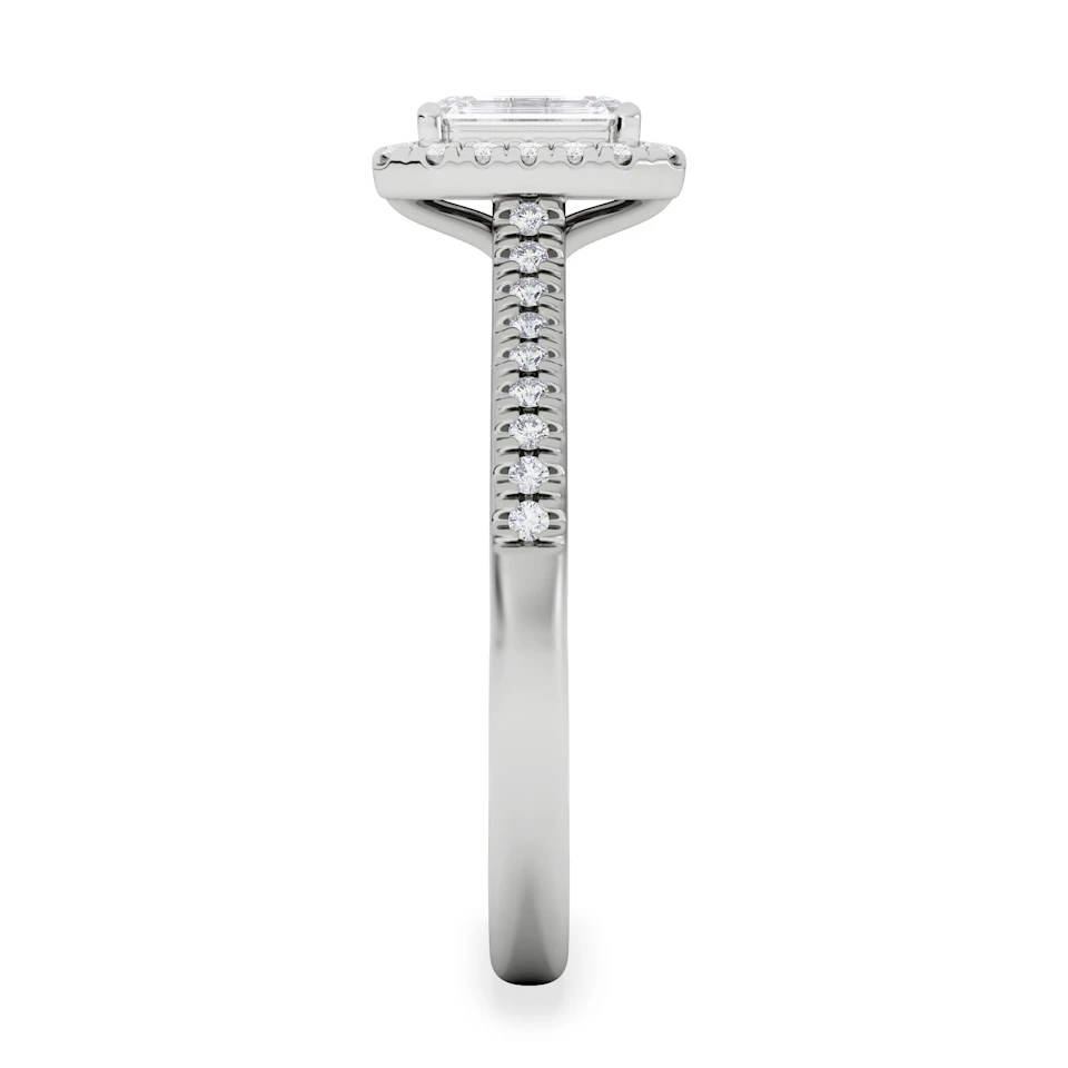 Lumia Emerald Cut Lab Diamond Halo Ring 0.70ct F/VS in 9K White Gold