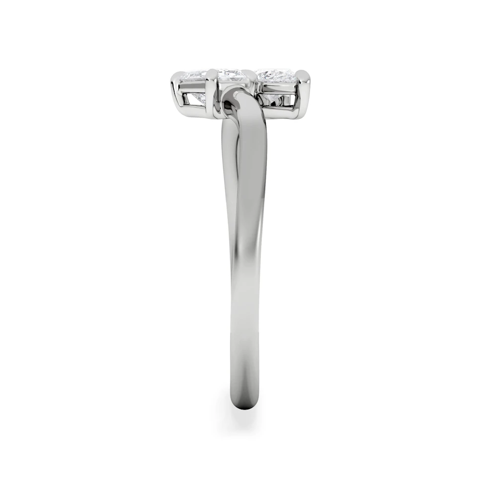 Toi et Moi Emerald and Pear Cut Lab Diamond Ring 0.50ct F/VS in 925 Silver