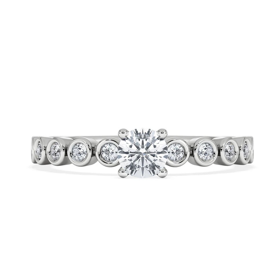 Entwine 0.30ct Round Cut Lab Diamond Solitaire Engagement Ring with Side Stones in Sterling Silver