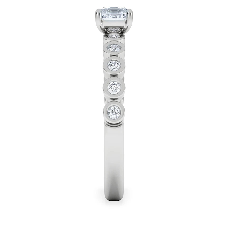 Entwine 0.30ct Princess Cut Lab Diamond Solitaire Engagement Ring with Side Stones in Sterling Silver
